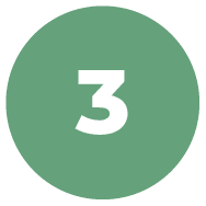 A green circle with the number 3 in white at the center, reminiscent of a camper van’s sleek solar panels.